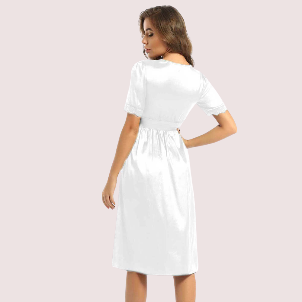 Knee length Luxury satin lounge dress