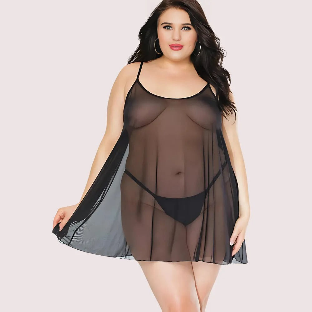 Lunar Desire Plus Size See-Through Nightdress by LADYLUSTRA
