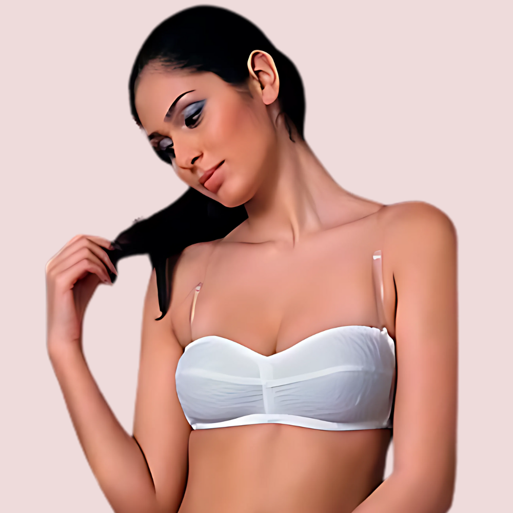 "White" Transparent Strap Bra by LADYLUSTRA