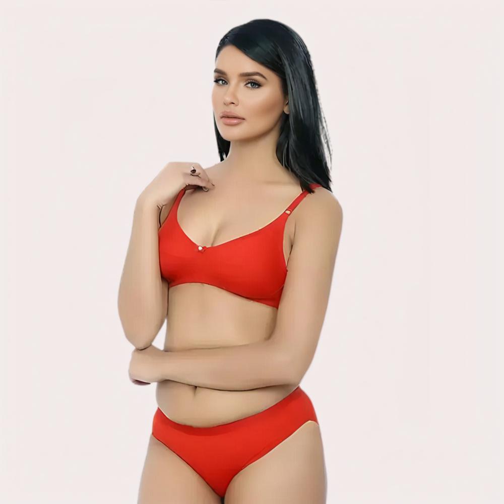 FD Organic Cotton Bra Set – Red | Soft, Skin-Friendly & All-Day Comfort lingerie by LadyLustra