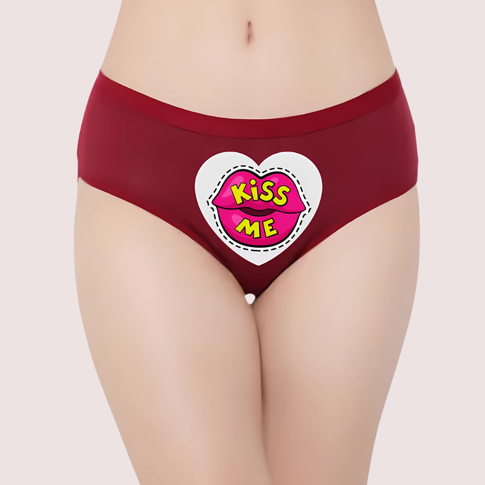 Kiss Me" Printed Panty For Her lingerie by LadyLustra