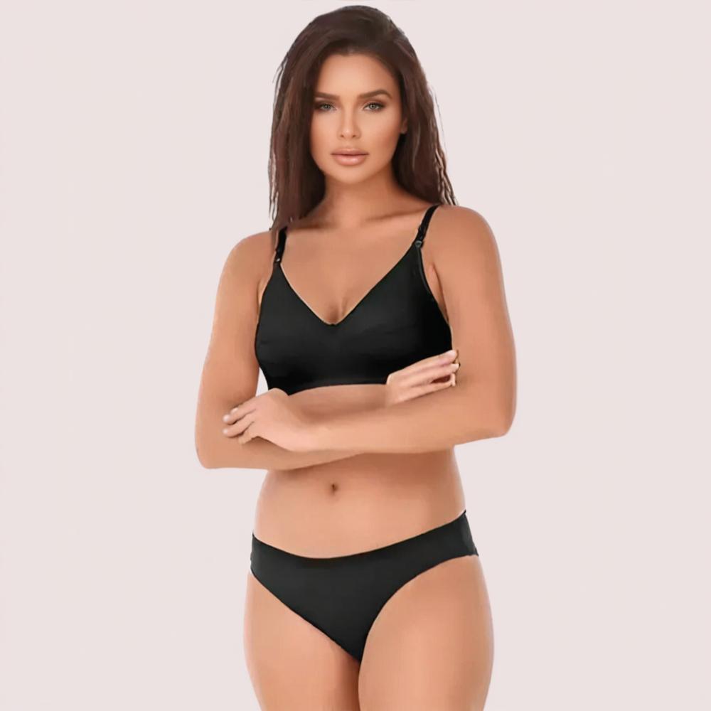 Timeless Black Cotton Bra Set lingerie by LadyLustra