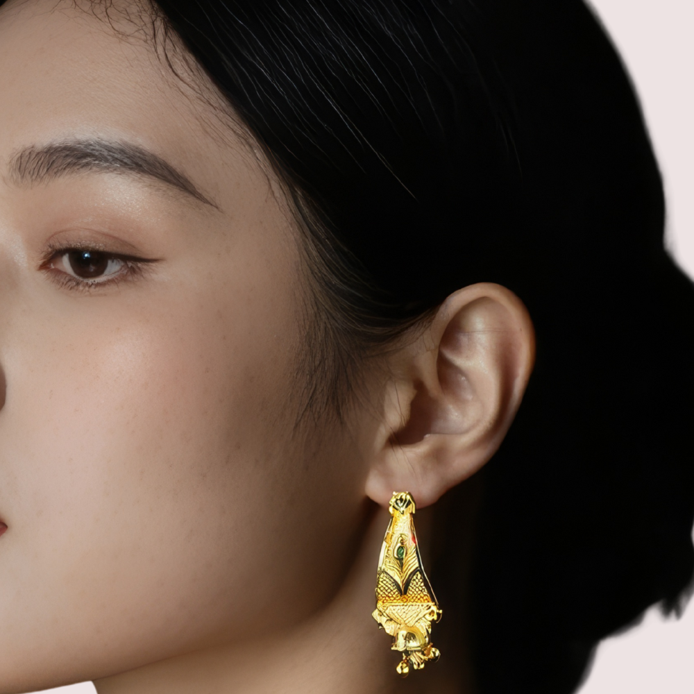 Elegant Gold-Toned Ethnic Drop Earrings by LADYLUSTRA