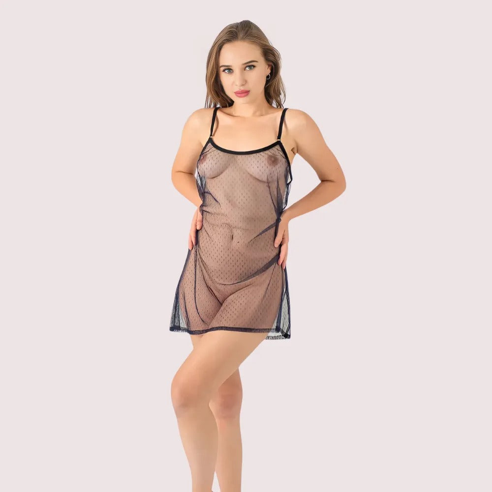 Midnight Allure Sheer Babydoll – Plus Size by LADYLUSTRA