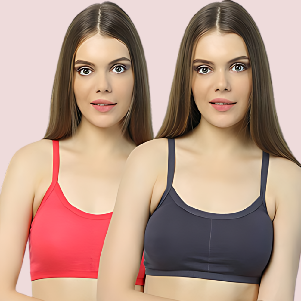 2-Pack Cotton Cage Strap Back Sports Bra lingerie by LadyLustra