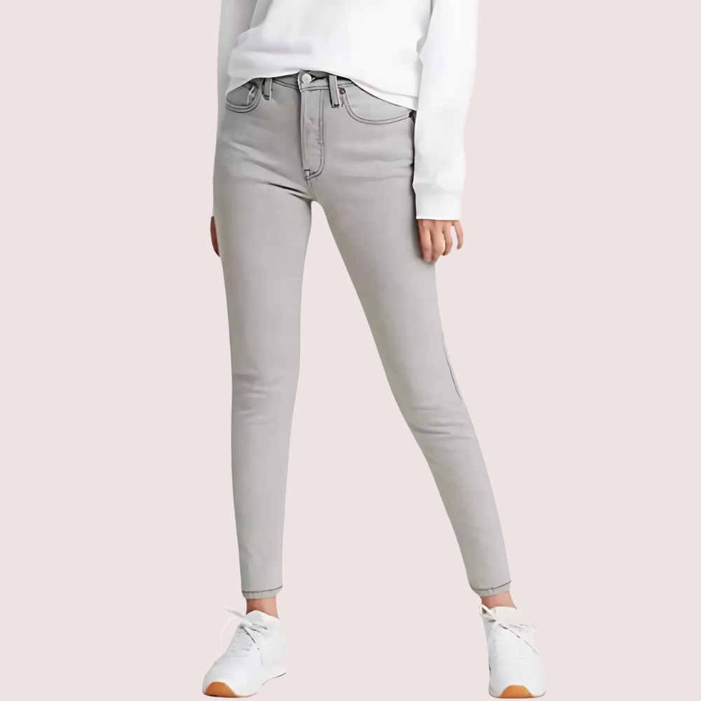 High Rise Skinny Jeans in Gray with Low Stretch by LADYLUSTRA
