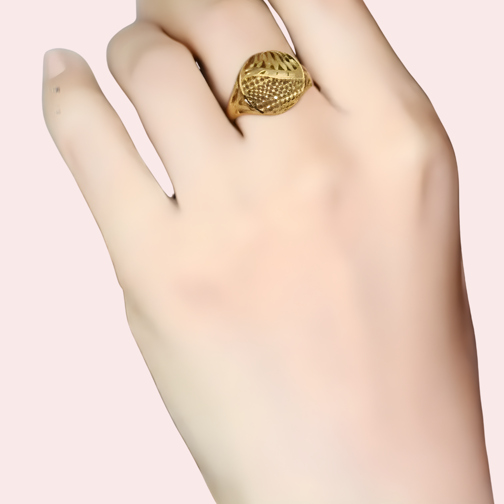 Minimal Textured Dome Design Gold Polish Ring by LADYLUSTRA