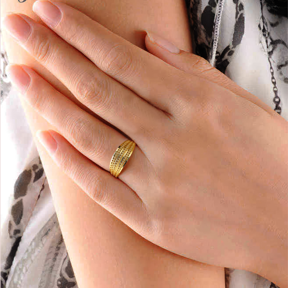 Textured Gold-Plated Band Ring by LADYLUSTRA