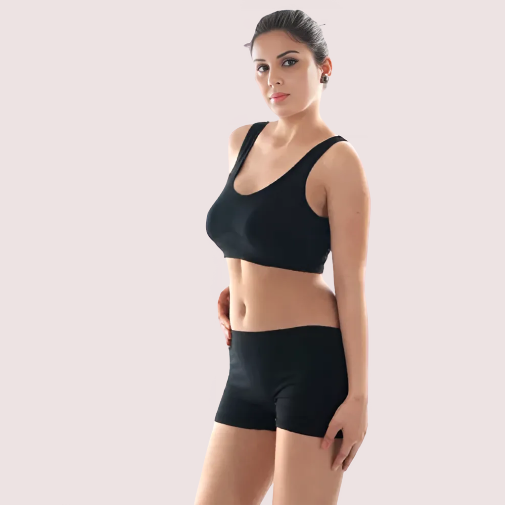 "Black" Seamless Sports Bra And Boyshort Set lingerie by LadyLustra