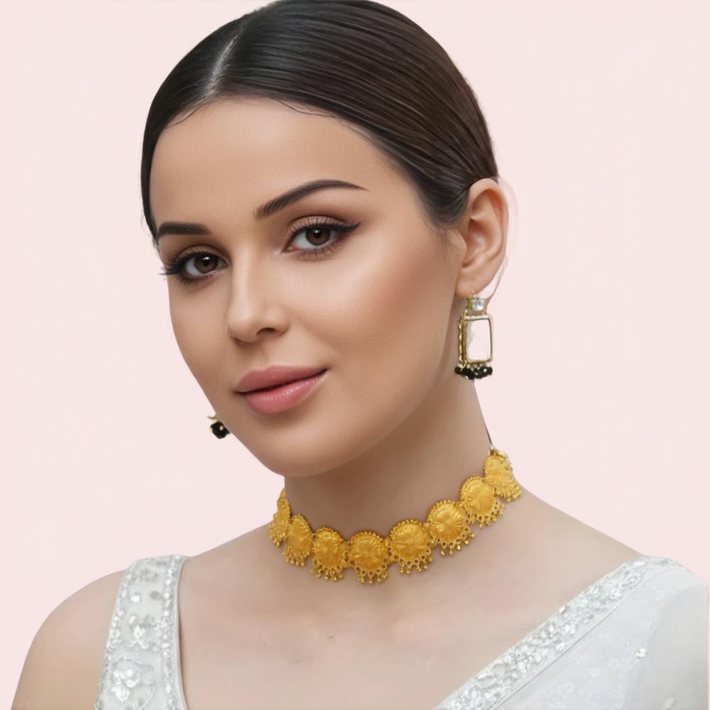 Royal Sunburst Gold-Plated Bridal Choker Necklace by LADYLUSTRA
