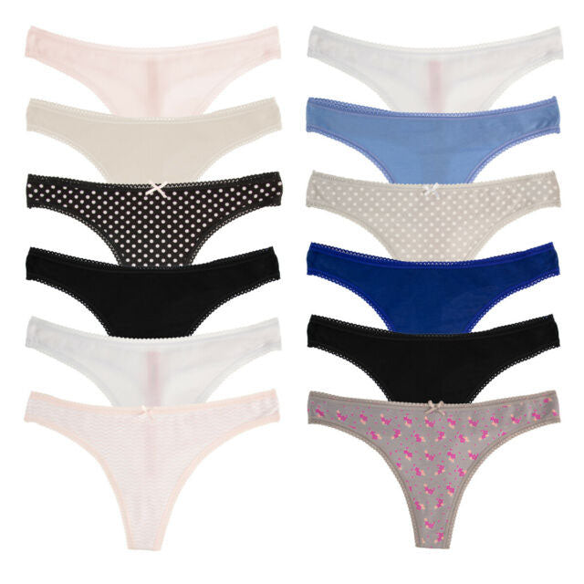 3 Pack Pure Cotton Thong Panties