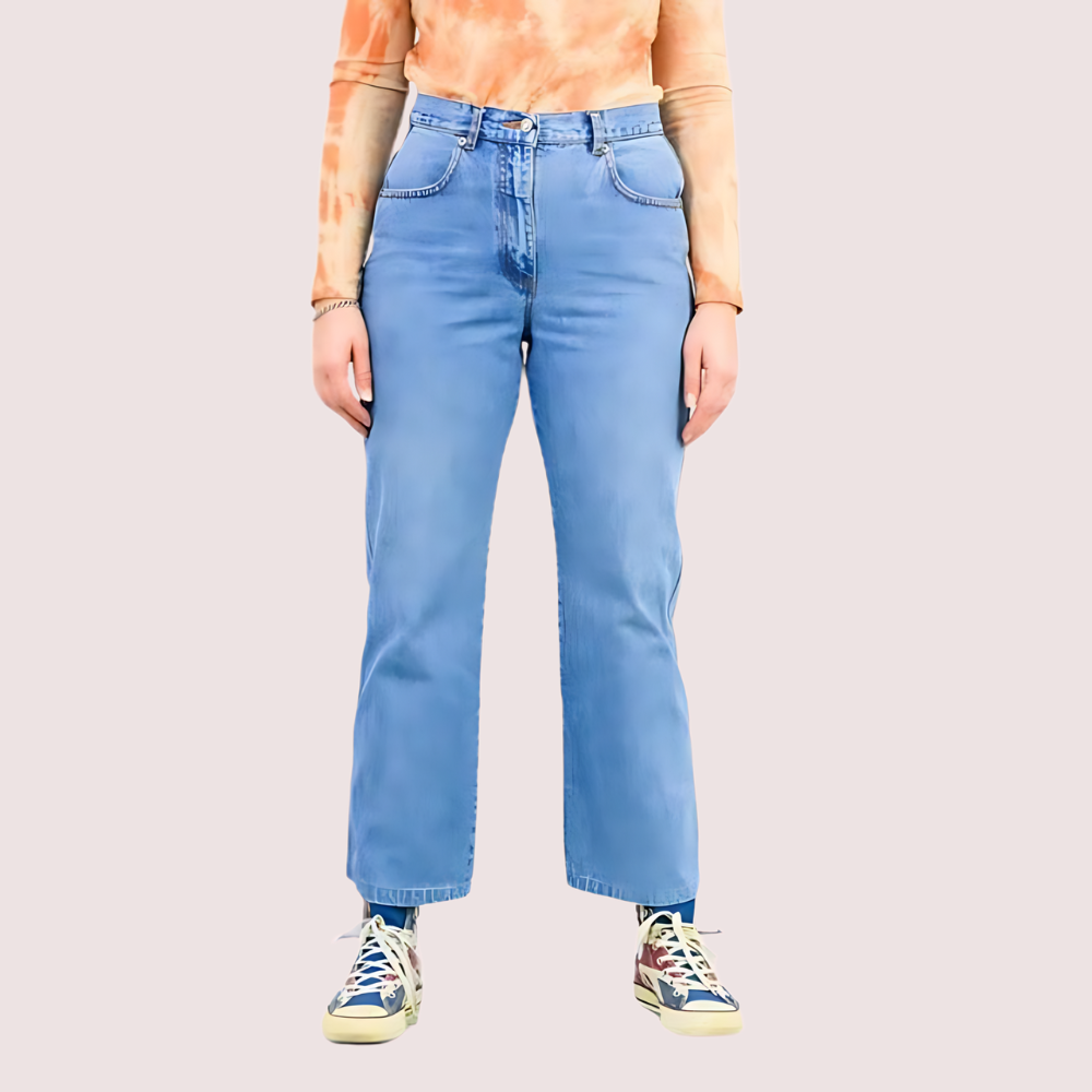 Classic 90s Boyfriend Blue Denim Wide Leg Jeans by LADYLUSTRA