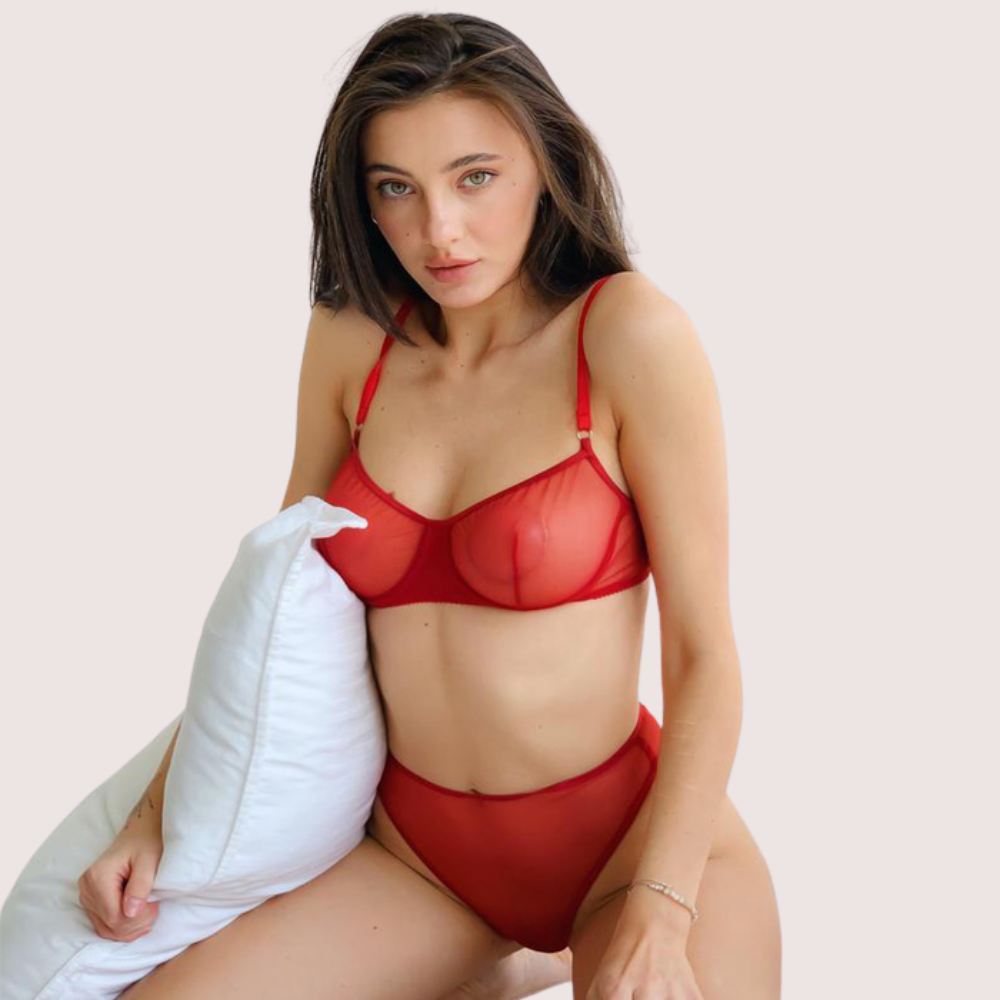 Scarlet Temptation See-Through Lingerie Set by LADYLUSTRA