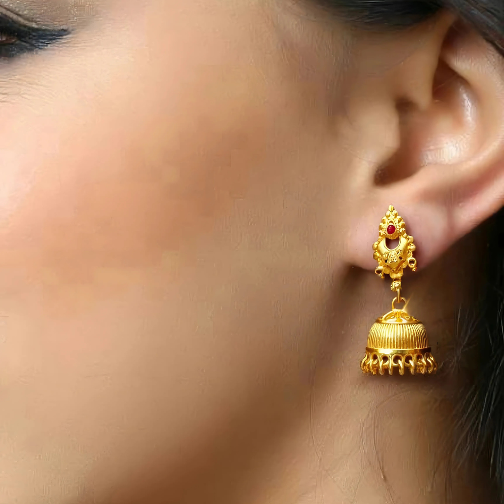Royal Heritage Ruby Jhumka Earrings by LADYLUSTRA