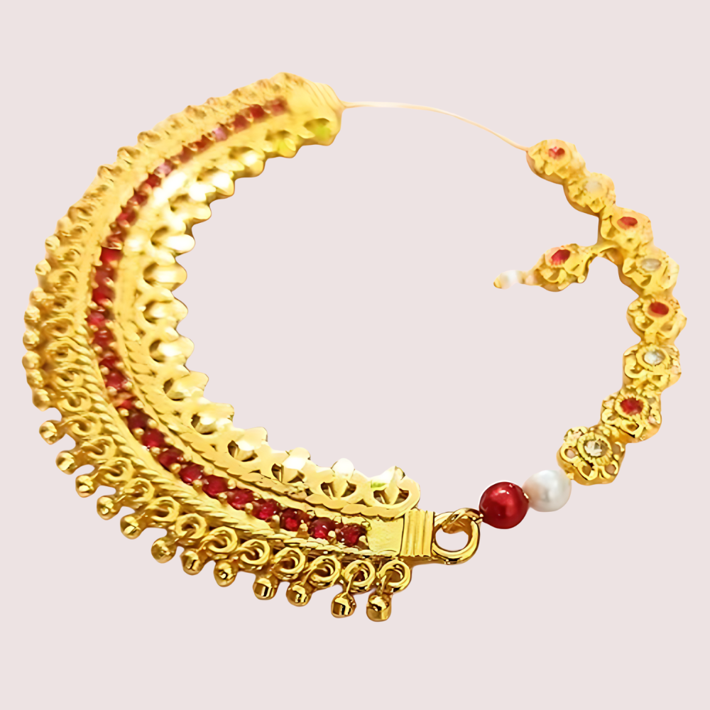 Elegant Gold-Plated Garhwali Nath – Big Size Tradition by LADYLUSTRA