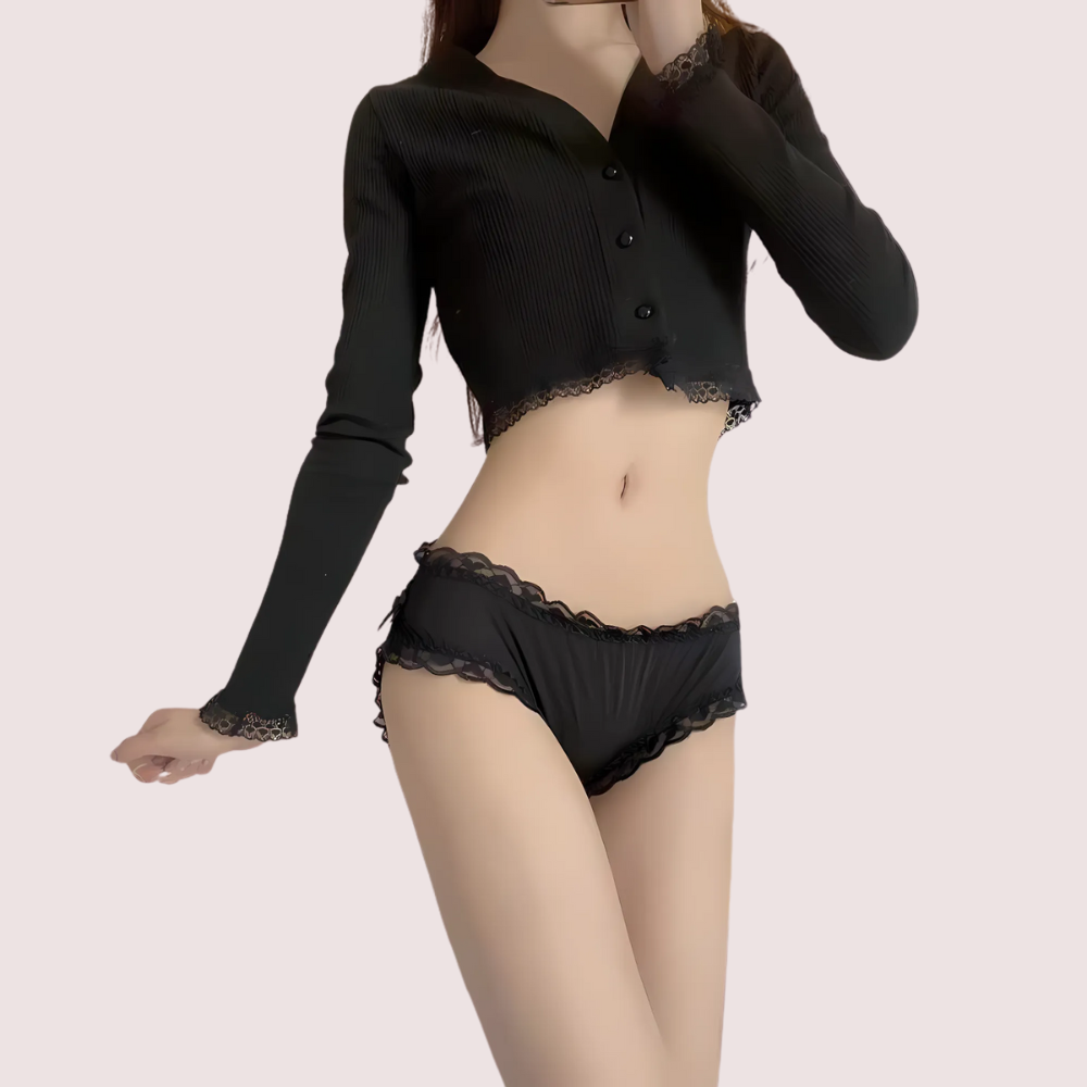 Ladies' Flower laceThong Bow Panties by LADYLUSTRA