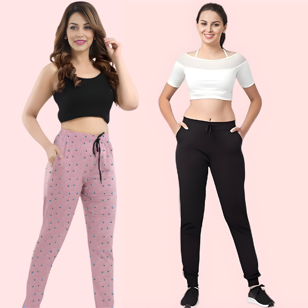 Lober Women’s Winter Cotton Jogger Pants – Pack of 2 by LADYLUSTRA