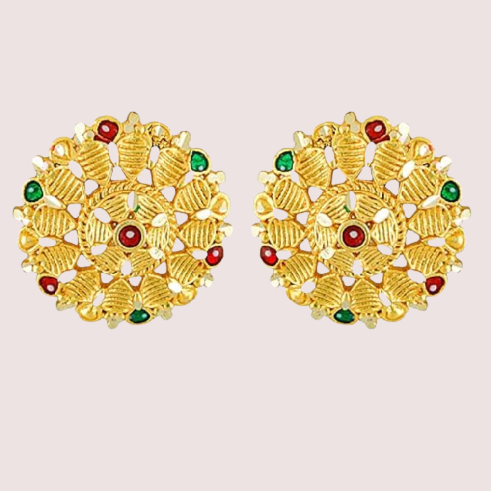 Pack of 2 Gold Finish Traditional Earrings Set for Women by LADYLUSTRA