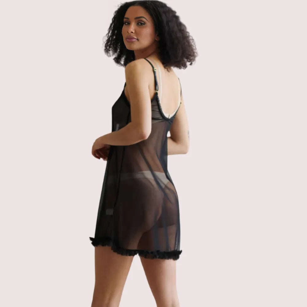 Plus Size Transparent Black Chemise