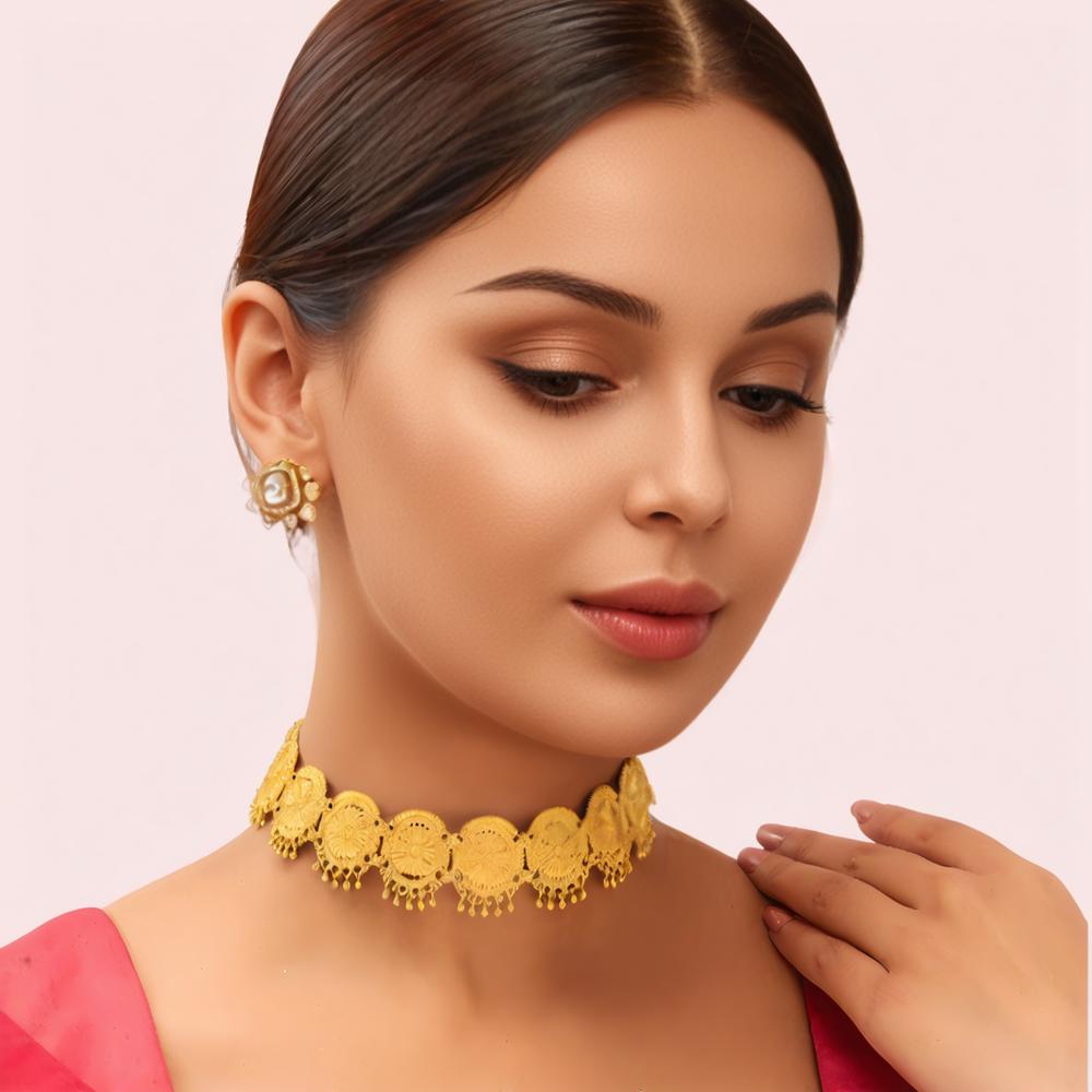 Royal Coin Craft Gold-Plated Traditional Choker Necklace by LADYLUSTRA