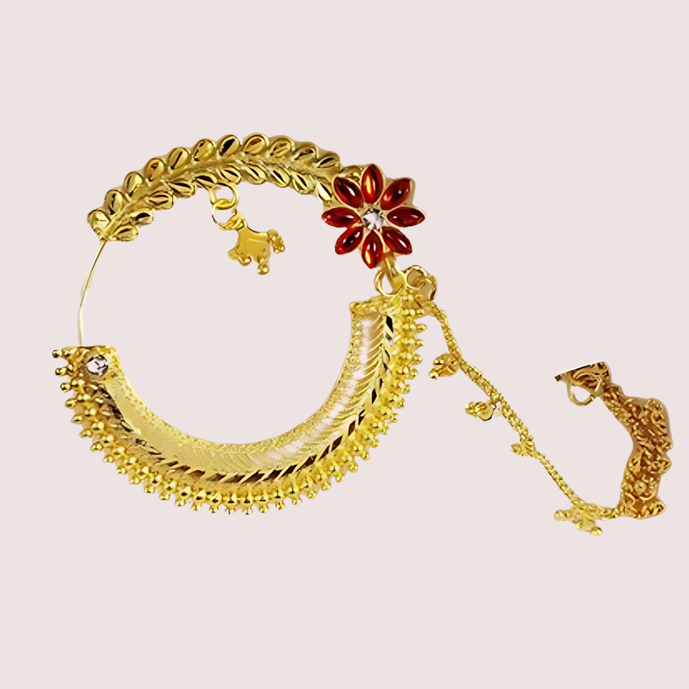 Classic Gold Plated Round Nath from Uttarakhand by LADYLUSTRA
