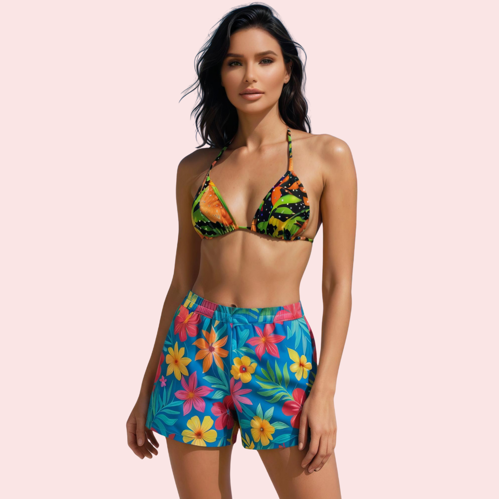 Rainforest Floral Print Triangle Bikini Topa (Top Only) lingerie by LadyLustra
