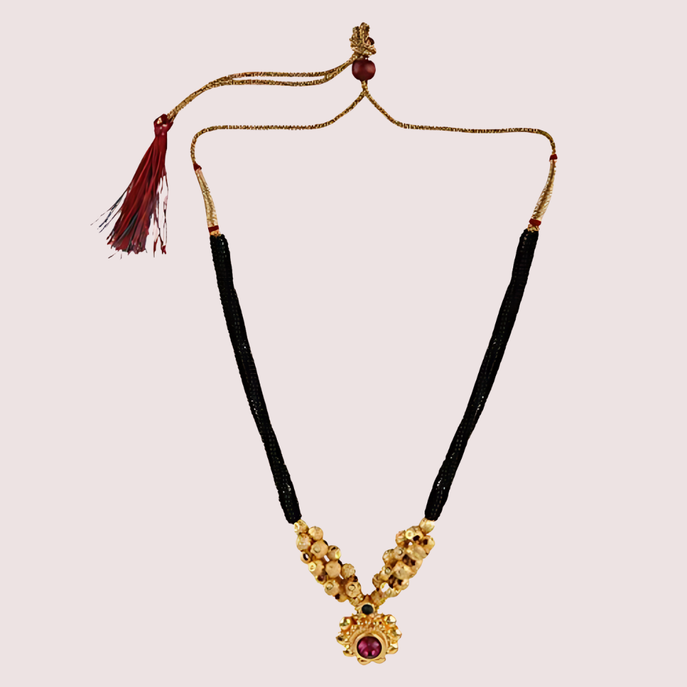 Traditional Gold Plated Thushi Mangalsutra Pendant Necklace by LADYLUSTRA