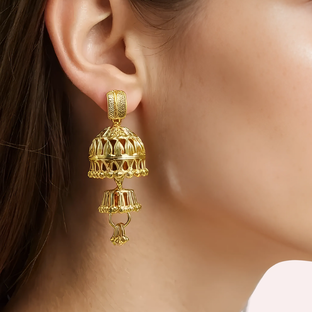 Royal Dome Dual Jhumka Earrings by LADYLUSTRA