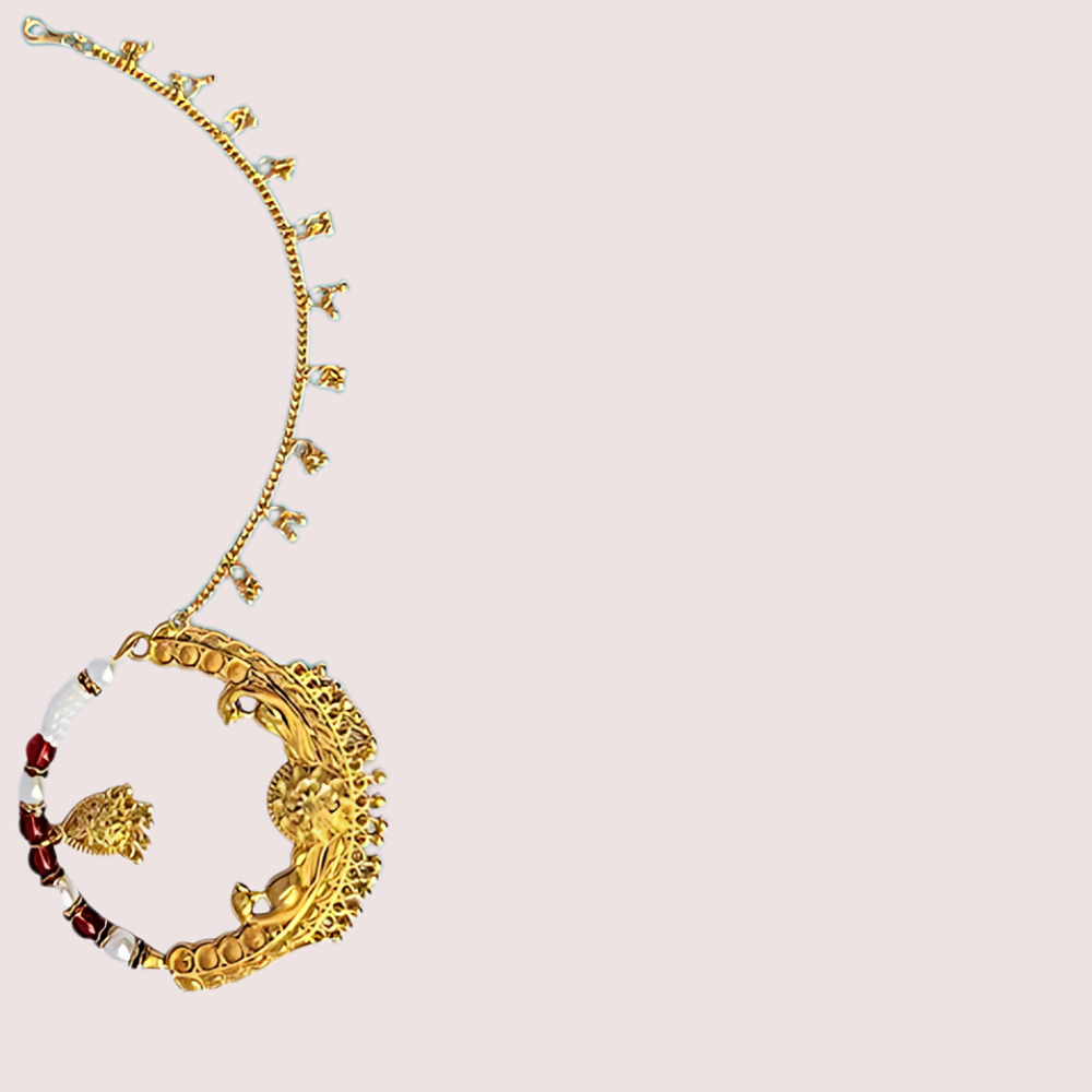 Kumauni Gold-Plated Guluband & Nath Jewellery Set by LADYLUSTRA
