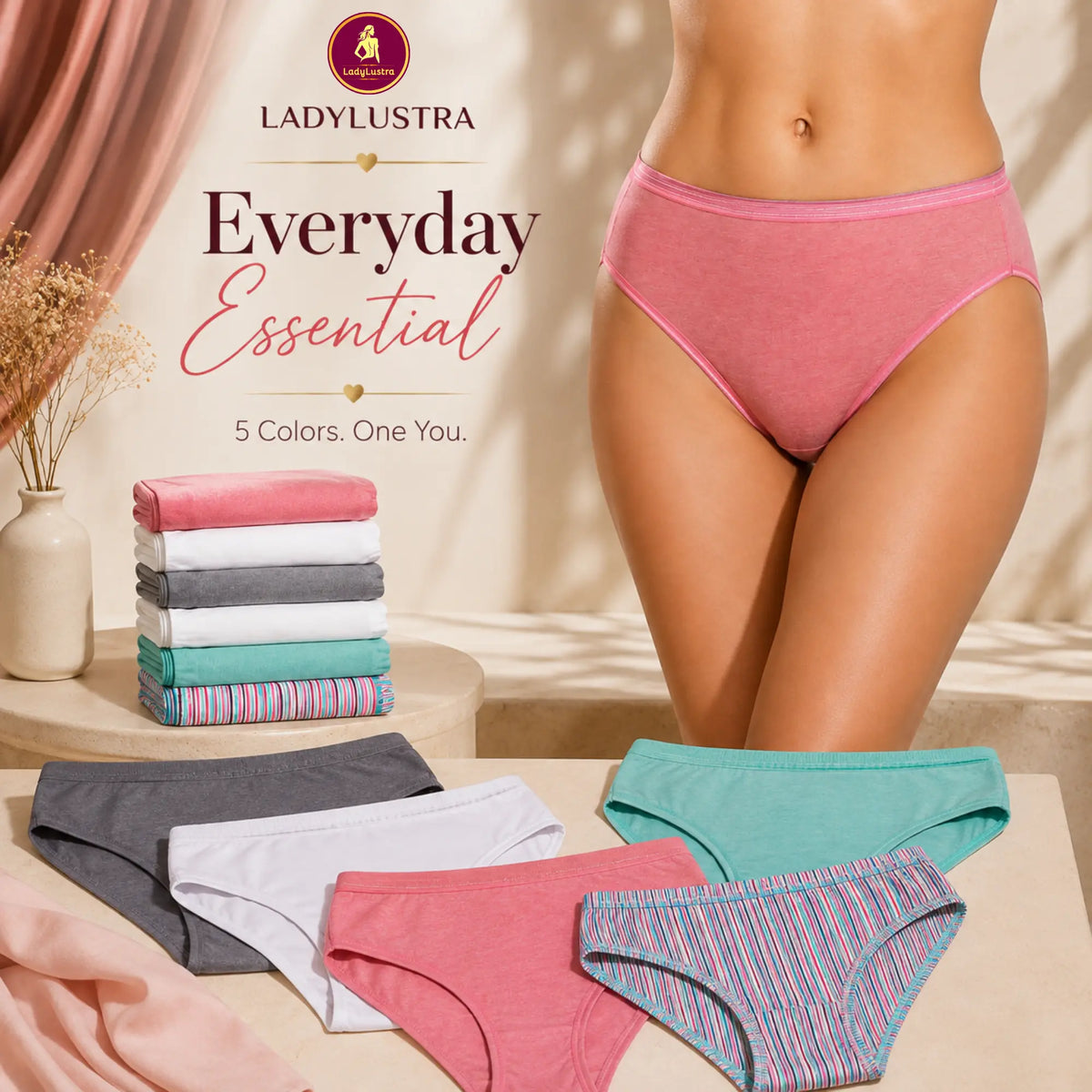 Women's Value Pack Of 5 Assorted High Cut Panties | LADYLUSTRA