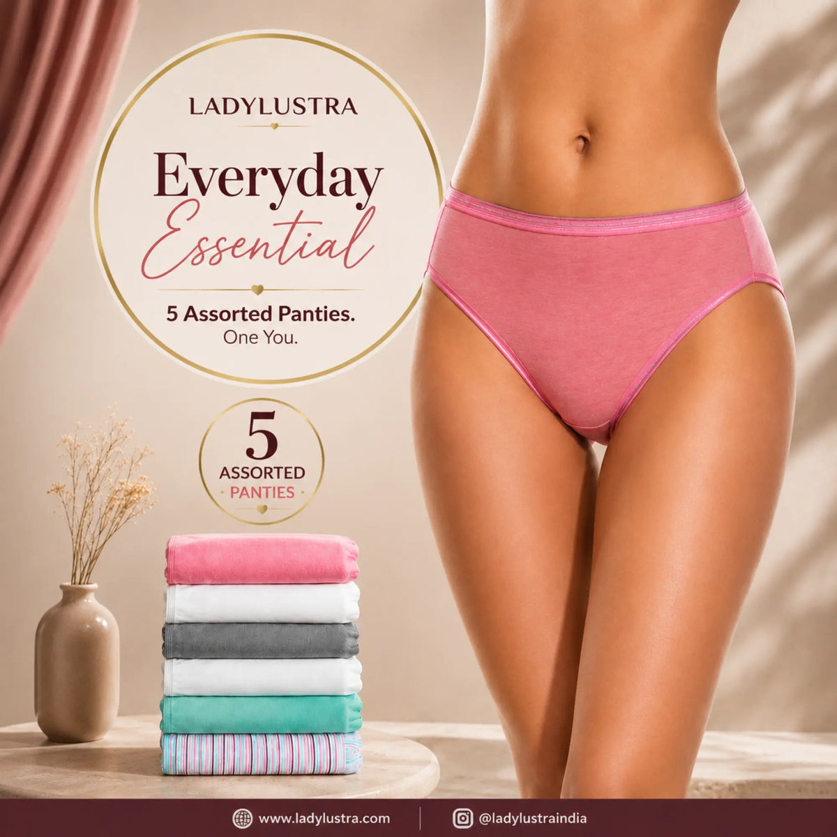 Women's Value Pack Of 5 Assorted High Cut Panties | LADYLUSTRA