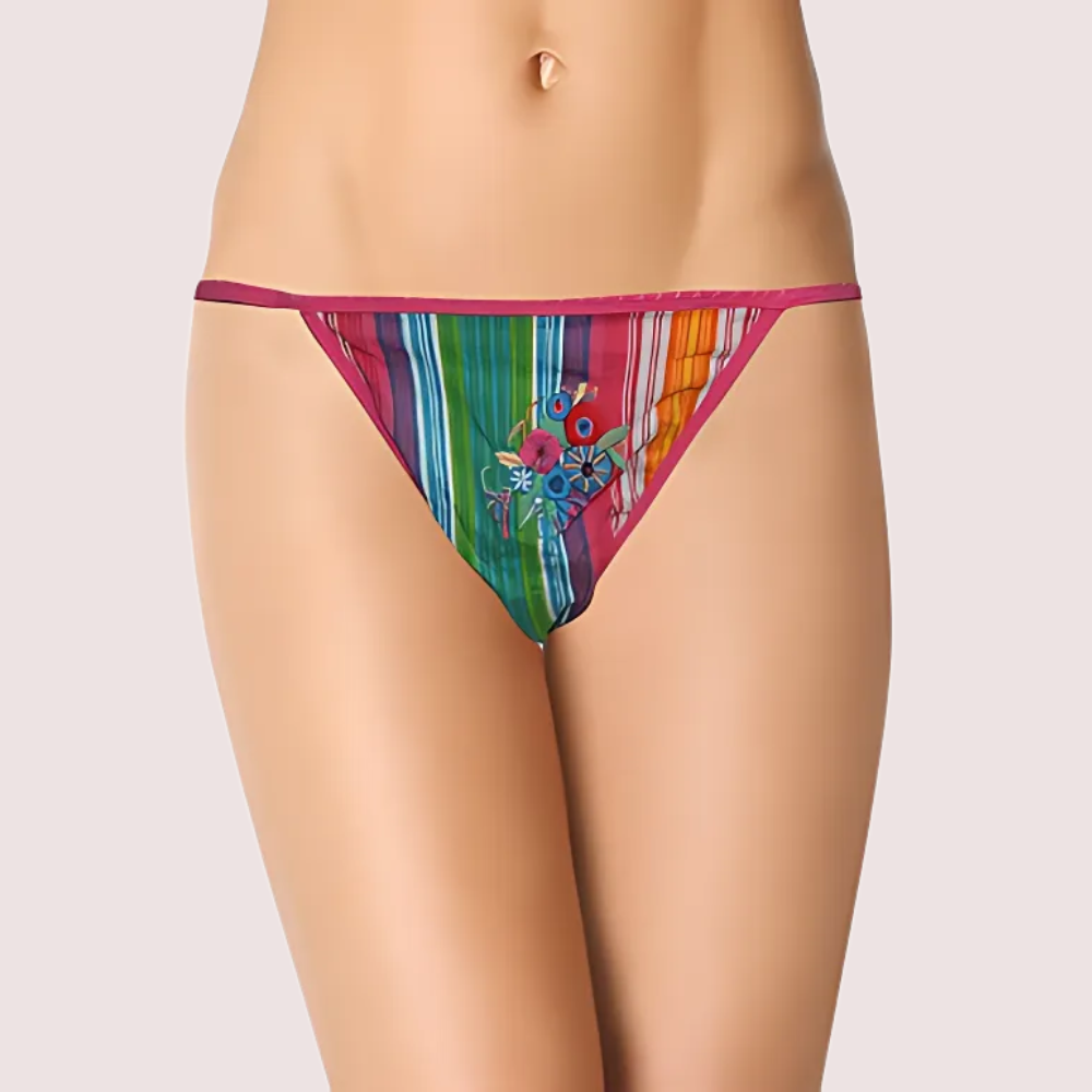 Cool Stripes N Flower Print G-String Thong by LADYLUSTRA