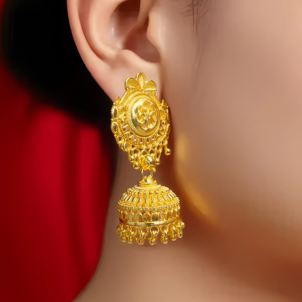 Regal Lakshmi Temple Jhumka Earrings by LADYLUSTRA