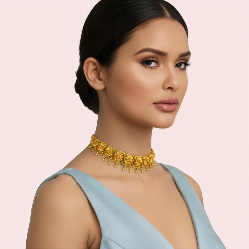 Floral Majesty Gold-Plated Designer Choker Necklace by LADYLUSTRA