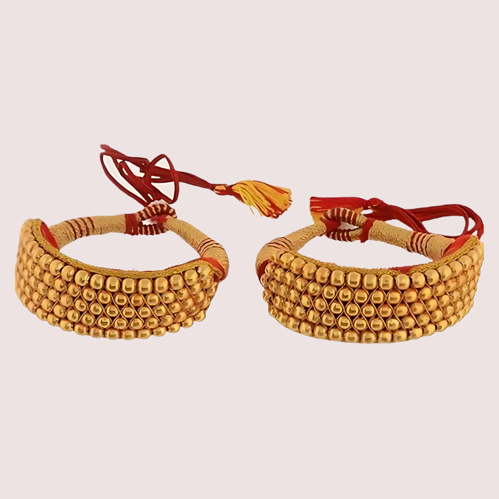 Gold Plated Kumauni Necklace with Pochi Set by LADYLUSTRA