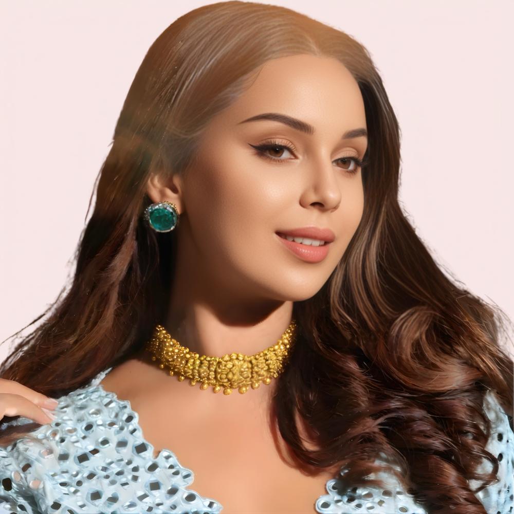Maharani Pearl Dome Gold-Plated Bridal Choker Necklace by LADYLUSTRA