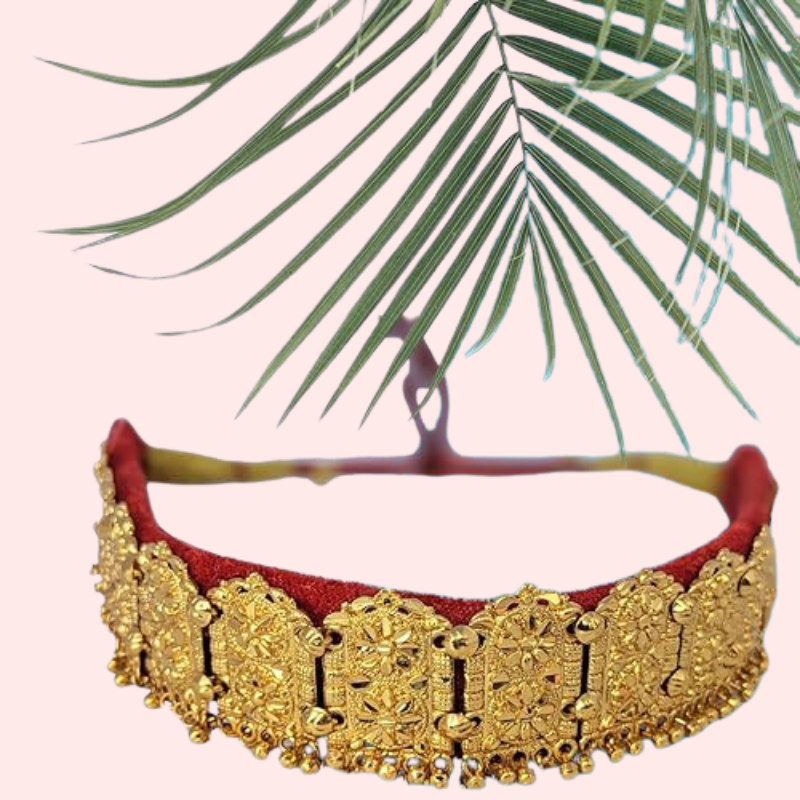 Kumauni Gold-Plated Guluband & Nath Jewellery Set
