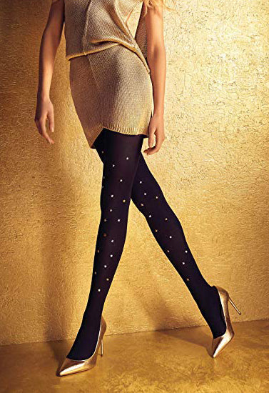 Zephyrs Shinny Studs Polka Dot Designer Tights by LADYLUSTRA