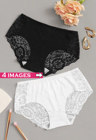 Black & White Value Pack Of 2 Lace Brief by LADYLUSTRA