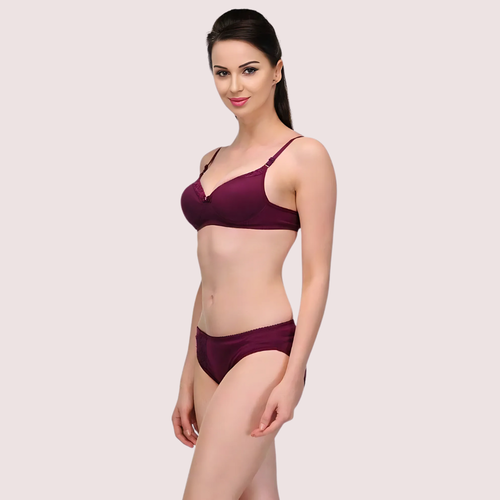 "Pure" Cotton Purple Bra Panty Set by LADYLUSTRA