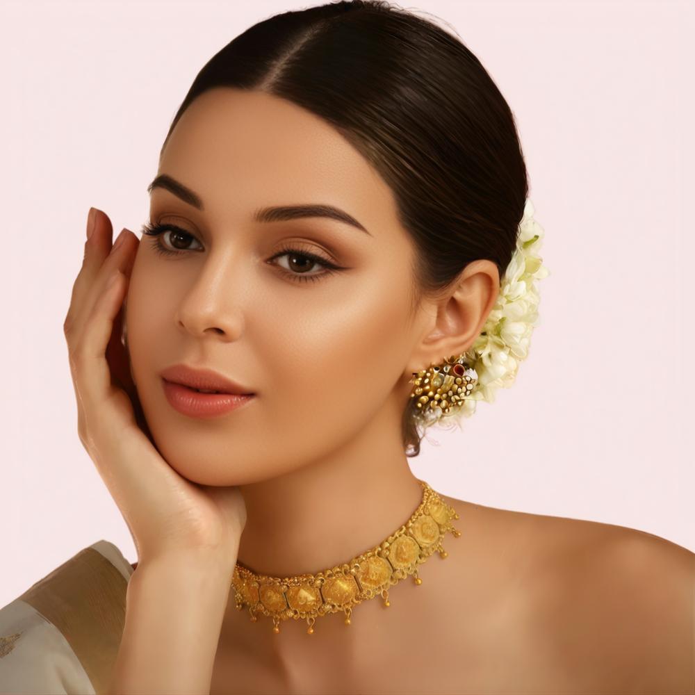Heritage Lakshmi Coin Motif Gold-Plated Choker Necklace by LADYLUSTRA