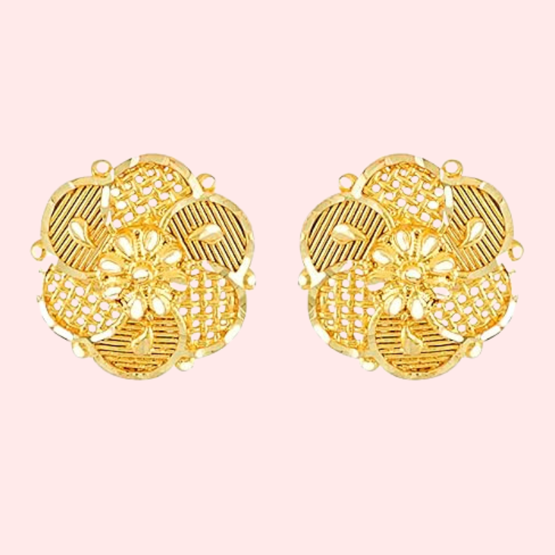 Pack of 2 Gold Finish Traditional Earrings Set for Women