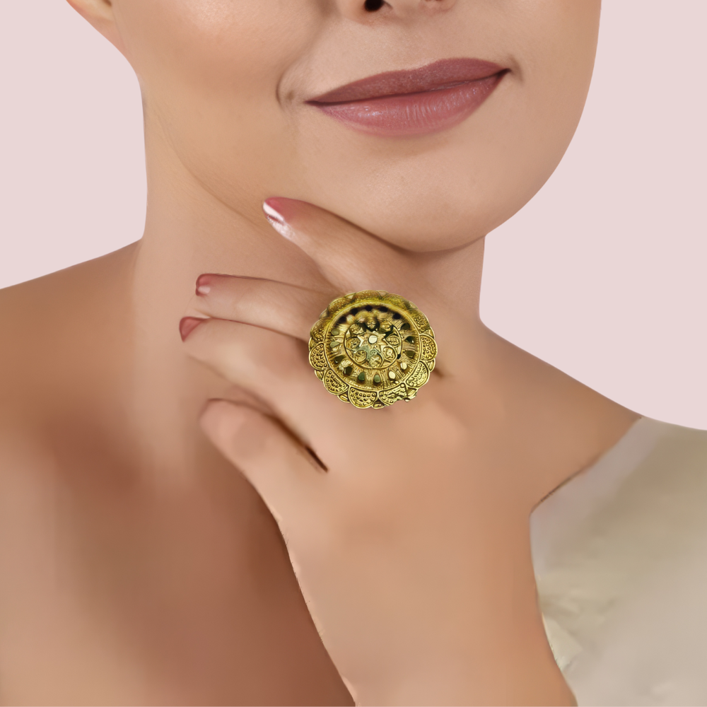 Ornate Gold-Plated Heritage Ring by LADYLUSTRA