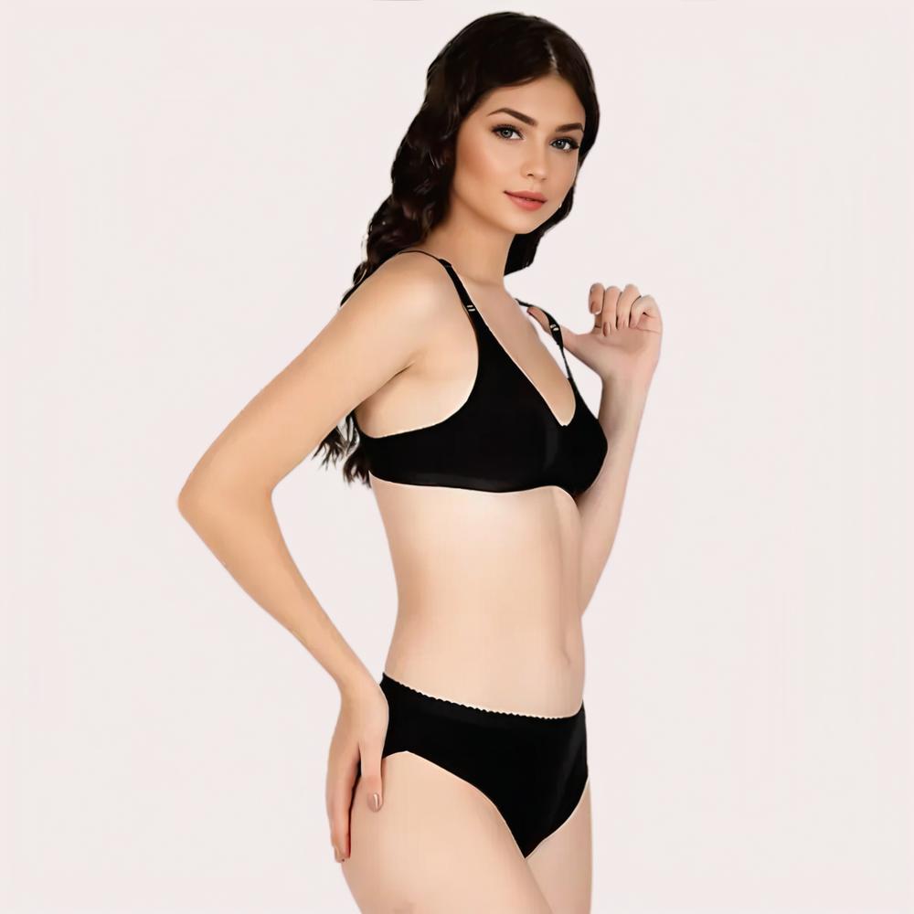 French Daina Essential Black: 2 Bras and 2 Panties Combo Set lingerie by LadyLustra