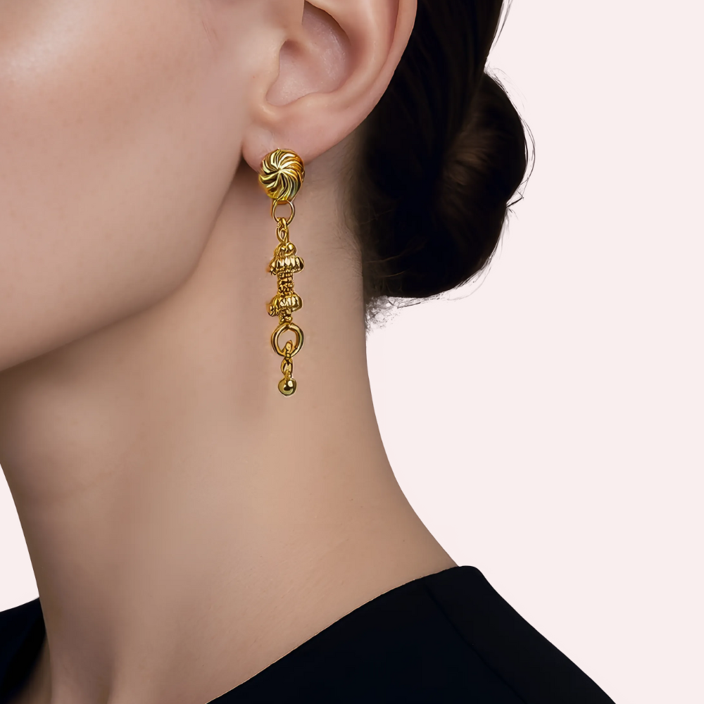 Heritage Charm Gold-Plated Drop Earrings by LADYLUSTRA