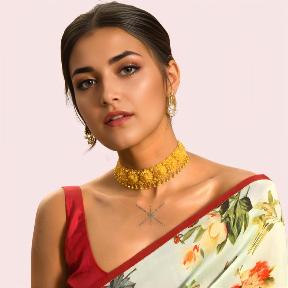 Royal Floral Gold-Plated Traditional Choker Necklace by LADYLUSTRA