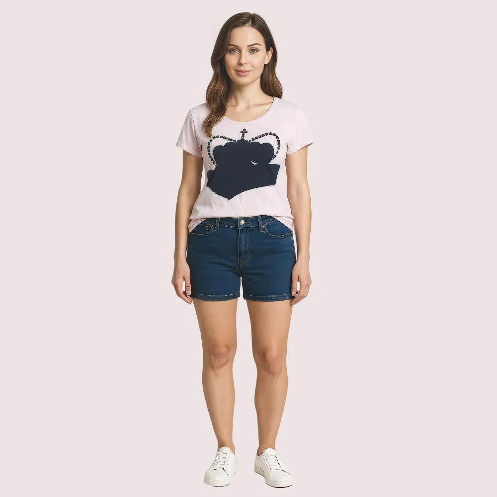 Pink Crown Graphic Casual Tee by LADYLUSTRA