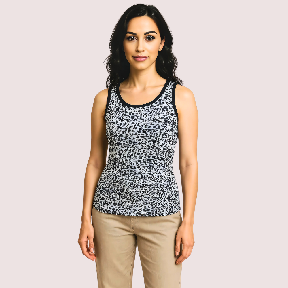 Monochrome Leopard Print Tank Top by LADYLUSTRA