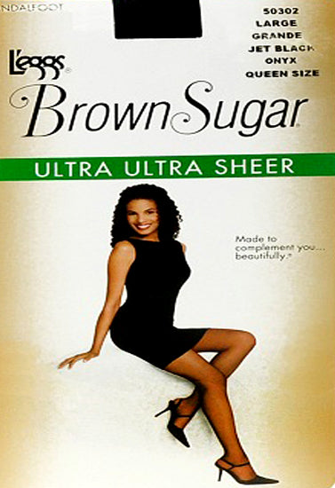 Brown Sugar Reinforced Panty & Toe Off Black Pantyhose by LADYLUSTRA