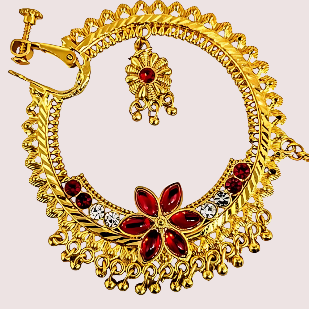 Uttarakhandi Gold Plated Round Nath by LADYLUSTRA